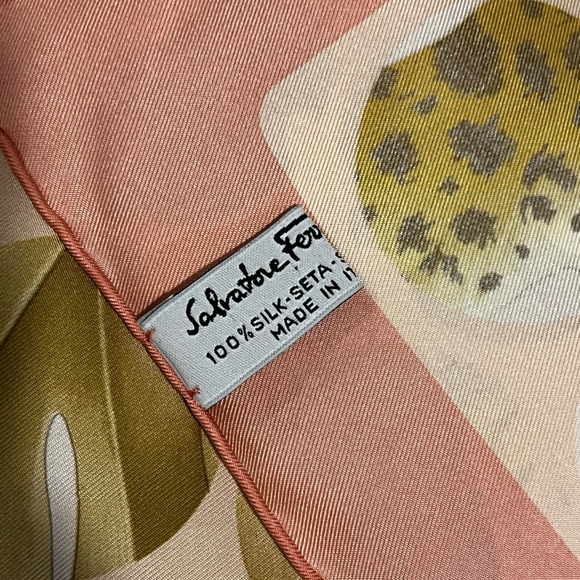 Salvatore Ferragamo Pink and Yellow Floral Silk Scarf - Picture 4 of 4
